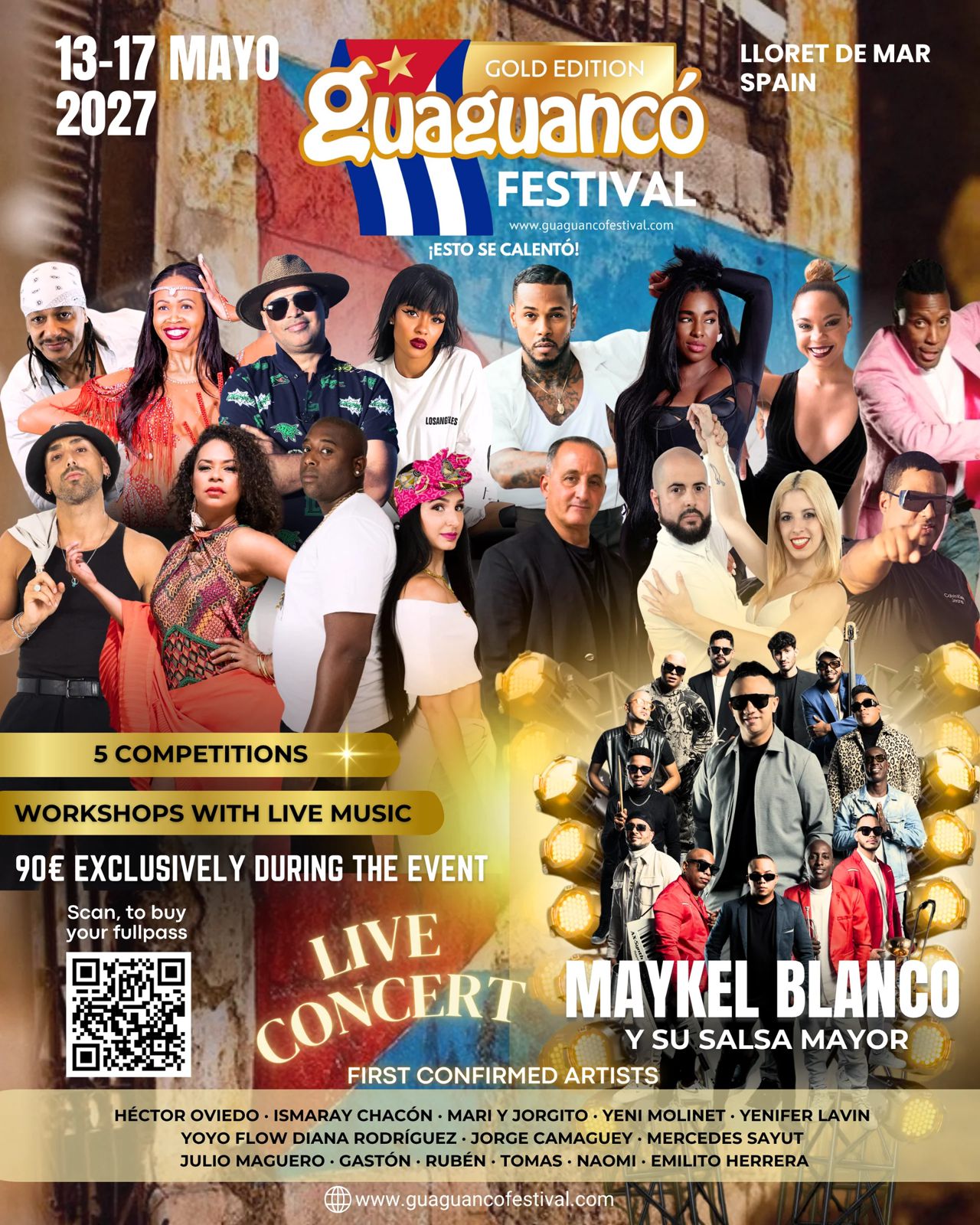 Official poster for Guaguancó Festival Gold Edition 2027, Lloret Del Mar, Spain