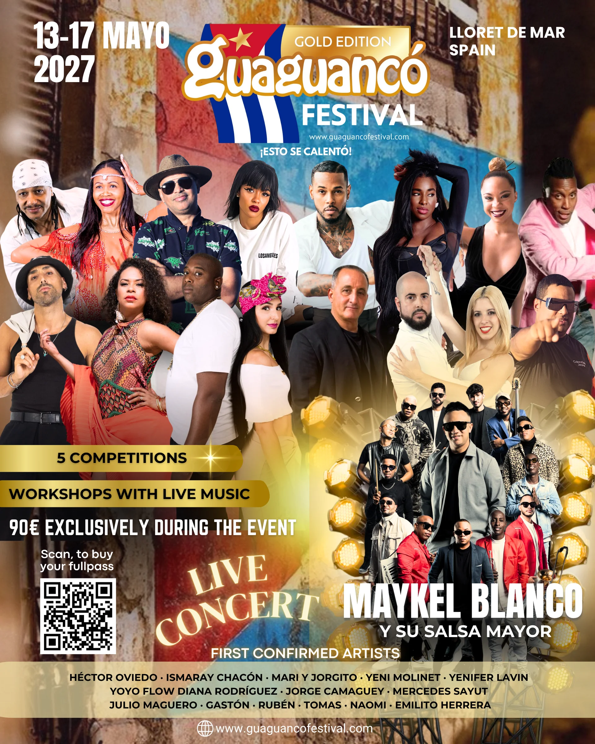 Official poster for Guaguancó Festival Gold Edition 2027, Lloret Del Mar, Spain